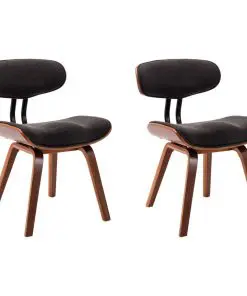 vidaXL Dining Chairs 2 pcs Grey Bent Wood and Fabric