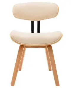 vidaXL Dining Chairs 2 pcs Cream Bent Wood and Faux Leather