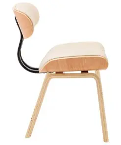 vidaXL Dining Chairs 2 pcs Cream Bent Wood and Faux Leather