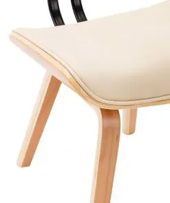 vidaXL Dining Chairs 2 pcs Cream Bent Wood and Faux Leather