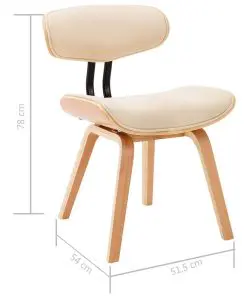 vidaXL Dining Chairs 2 pcs Cream Bent Wood and Faux Leather