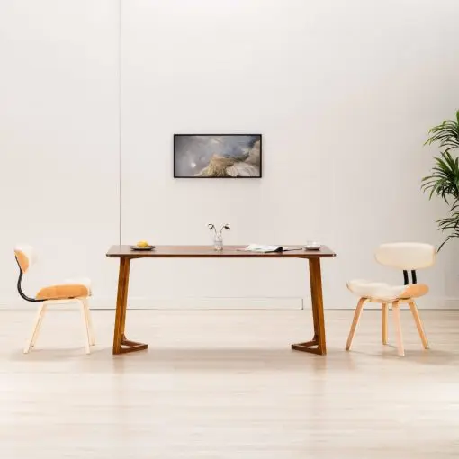 vidaXL Dining Chairs 2 pcs Cream Bent Wood and Faux Leather