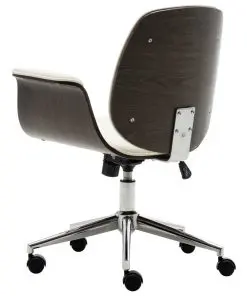 vidaXL Office Chair White Bent Wood and Faux Leather