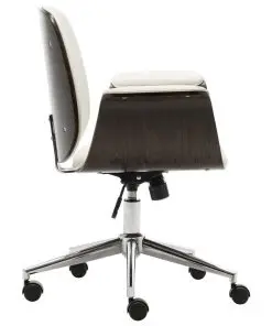 vidaXL Office Chair White Bent Wood and Faux Leather