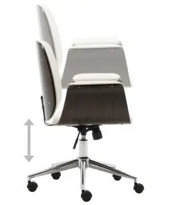 vidaXL Office Chair White Bent Wood and Faux Leather