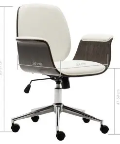 vidaXL Office Chair White Bent Wood and Faux Leather