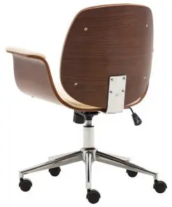 vidaXL Office Chair Cream Bent Wood and Faux Leather