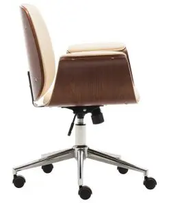 vidaXL Office Chair Cream Bent Wood and Faux Leather