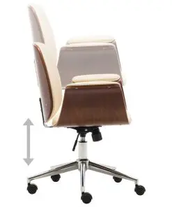 vidaXL Office Chair Cream Bent Wood and Faux Leather
