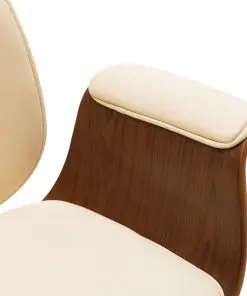 vidaXL Office Chair Cream Bent Wood and Faux Leather