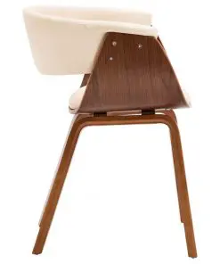 vidaXL Dining Chair Cream Bent Wood and Faux Leather