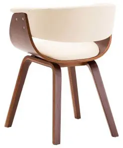 vidaXL Dining Chair Cream Bent Wood and Faux Leather