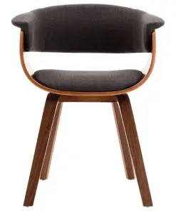 vidaXL Dining Chair Grey Bent Wood and Fabric