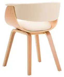 vidaXL Dining Chair Cream Bent Wood and Faux Leather