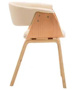 vidaXL Dining Chair Cream Bent Wood and Faux Leather
