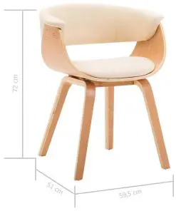 vidaXL Dining Chair Cream Bent Wood and Faux Leather