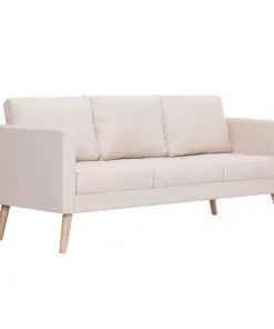 vidaXL 2 Piece Sofa Set Fabric Cream
