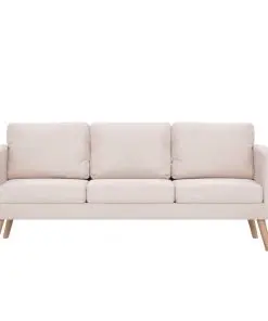 vidaXL 2 Piece Sofa Set Fabric Cream