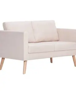 vidaXL 2 Piece Sofa Set Fabric Cream