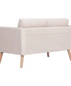 vidaXL 2 Piece Sofa Set Fabric Cream