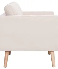 vidaXL 2 Piece Sofa Set Fabric Cream
