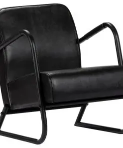 vidaXL Relax Armchair Black Real Leather