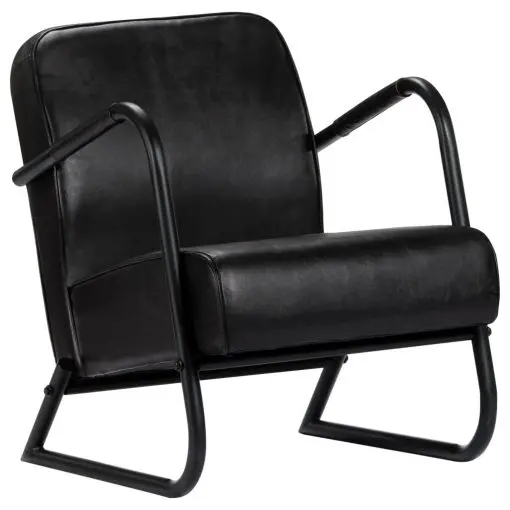 vidaXL Relax Armchair Black Real Leather