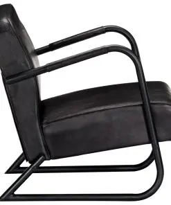 vidaXL Relax Armchair Black Real Leather