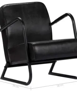 vidaXL Relax Armchair Black Real Leather