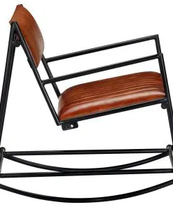 vidaXL Rocking Chair Brown Real Leather