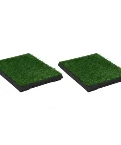 vidaXL Pet Toilets 2 Pieces with Tray and Artificial Turf Green 63x50x7 cm WC