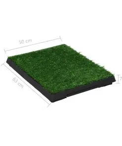 vidaXL Pet Toilets 2 Pieces with Tray and Artificial Turf Green 63x50x7 cm WC