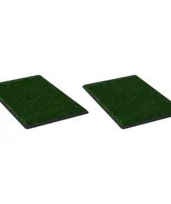 vidaXL Pet Toilets 2 Pieces with Tray and Artificial Turf Green 76x51x3 cm WC