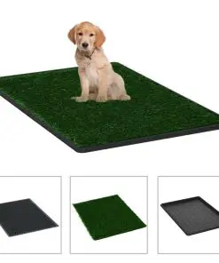 vidaXL Pet Toilets 2 Pieces with Tray and Artificial Turf Green 76x51x3 cm WC