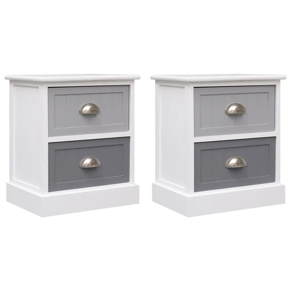 vidaXL Nightstands 2 pcs Grey 38x28x45 cm Paulownia Wood