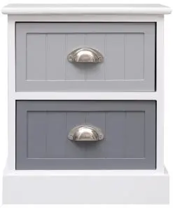 vidaXL Nightstands 2 pcs Grey 38x28x45 cm Paulownia Wood