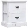 vidaXL Bedside Cabinet White 38x28x45 cm Paulownia Wood