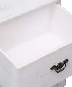 vidaXL Bedside Cabinet White 38x28x45 cm Paulownia Wood