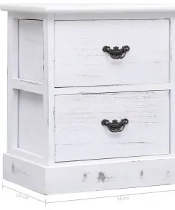 vidaXL Bedside Cabinet White 38x28x45 cm Paulownia Wood