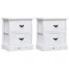 vidaXL Bedside Cabinets 2 pcs White 38x28x45 cm Paulownia Wood