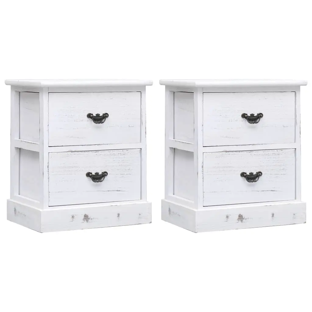 vidaXL Bedside Cabinets 2 pcs White 38x28x45 cm Paulownia Wood