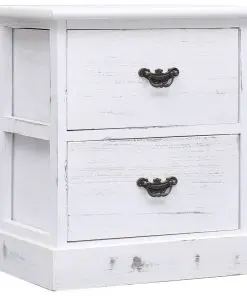 vidaXL Bedside Cabinets 2 pcs White 38x28x45 cm Paulownia Wood