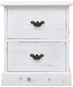 vidaXL Bedside Cabinets 2 pcs White 38x28x45 cm Paulownia Wood