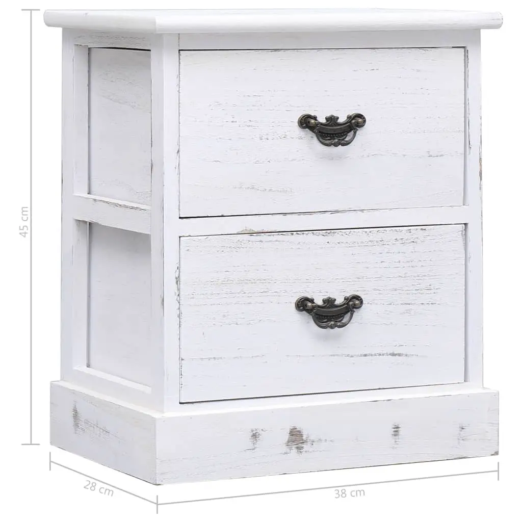 vidaXL Bedside Cabinets 2 pcs White 38x28x45 cm Paulownia Wood