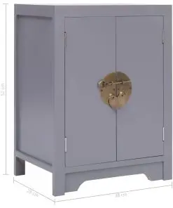 vidaXL Bedside Cabinet Grey 38x28x52 cm Paulownia Wood