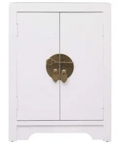 vidaXL Bedside Cabinet White 38x28x52 cm Paulownia Wood