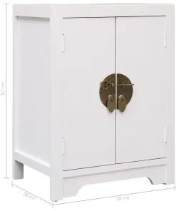 vidaXL Bedside Cabinet White 38x28x52 cm Paulownia Wood