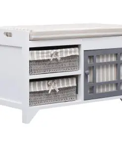 vidaXL Hall Bench White 70×33.5×45 cm Paulownia Wood