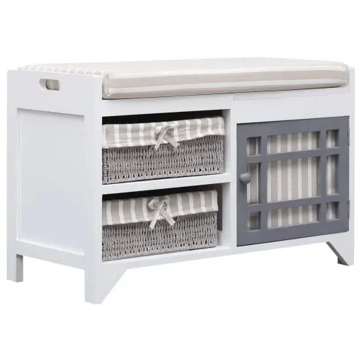 vidaXL Hall Bench White 70×33.5×45 cm Paulownia Wood