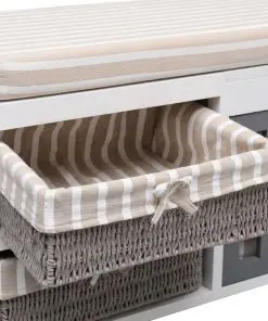 vidaXL Hall Bench White 70×33.5×45 cm Paulownia Wood